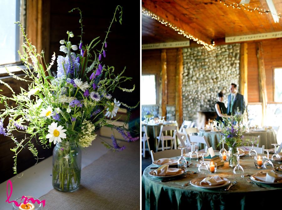 Wildflower bouquets centrepieces wedding reception decor