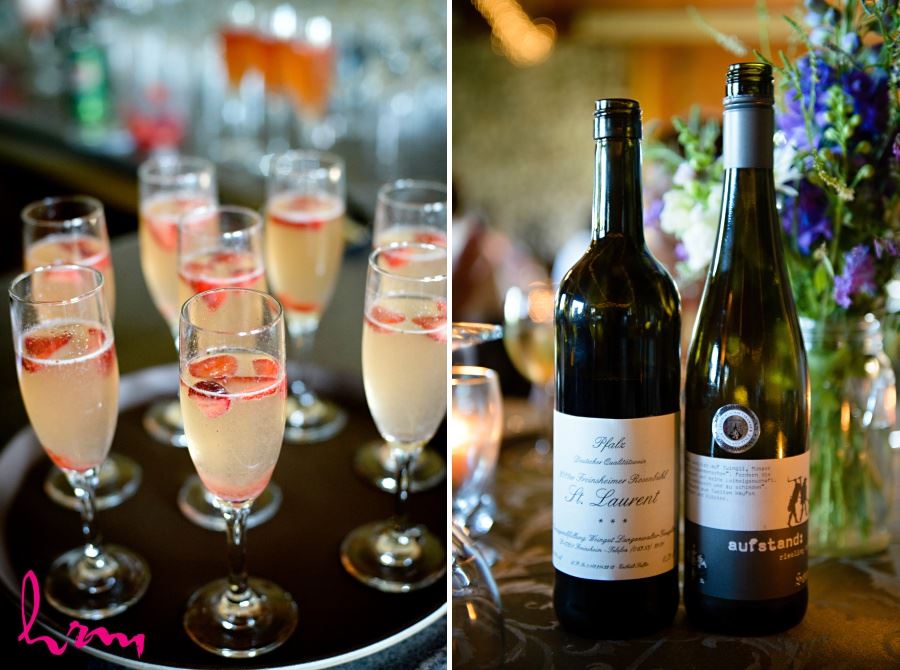 champagne with strawberries wedding reception ideas