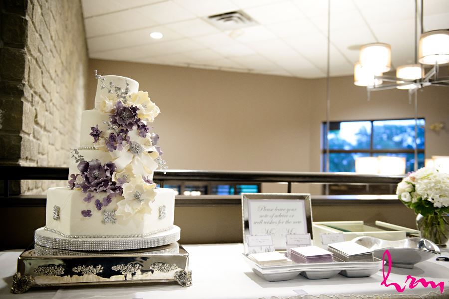 Purple and Ivory wedding cake in London Ontario