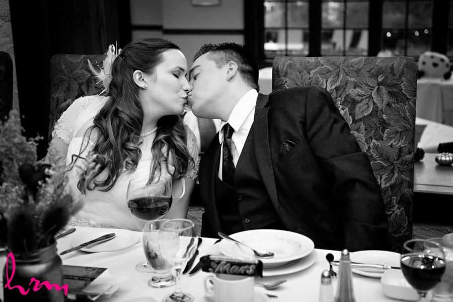 Grace + Matt kiss at Windermere Manor London ON Wedding Photography