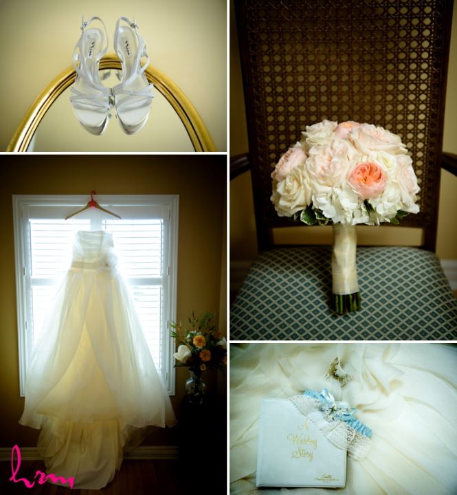 Wedding bridal bouquet peach and ivory