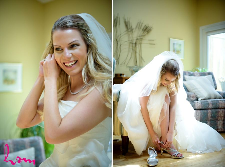 Bride smiling getting ready