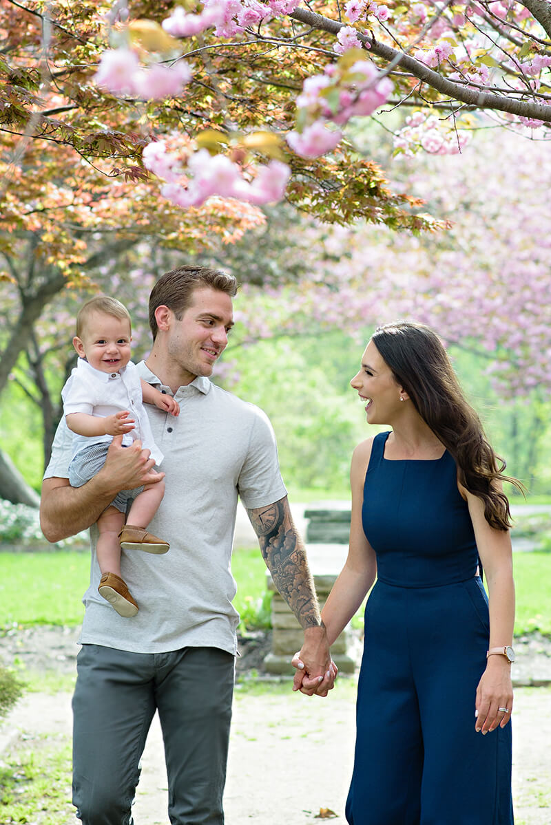 family photo in cherry blossoms forks of the thames london ontario